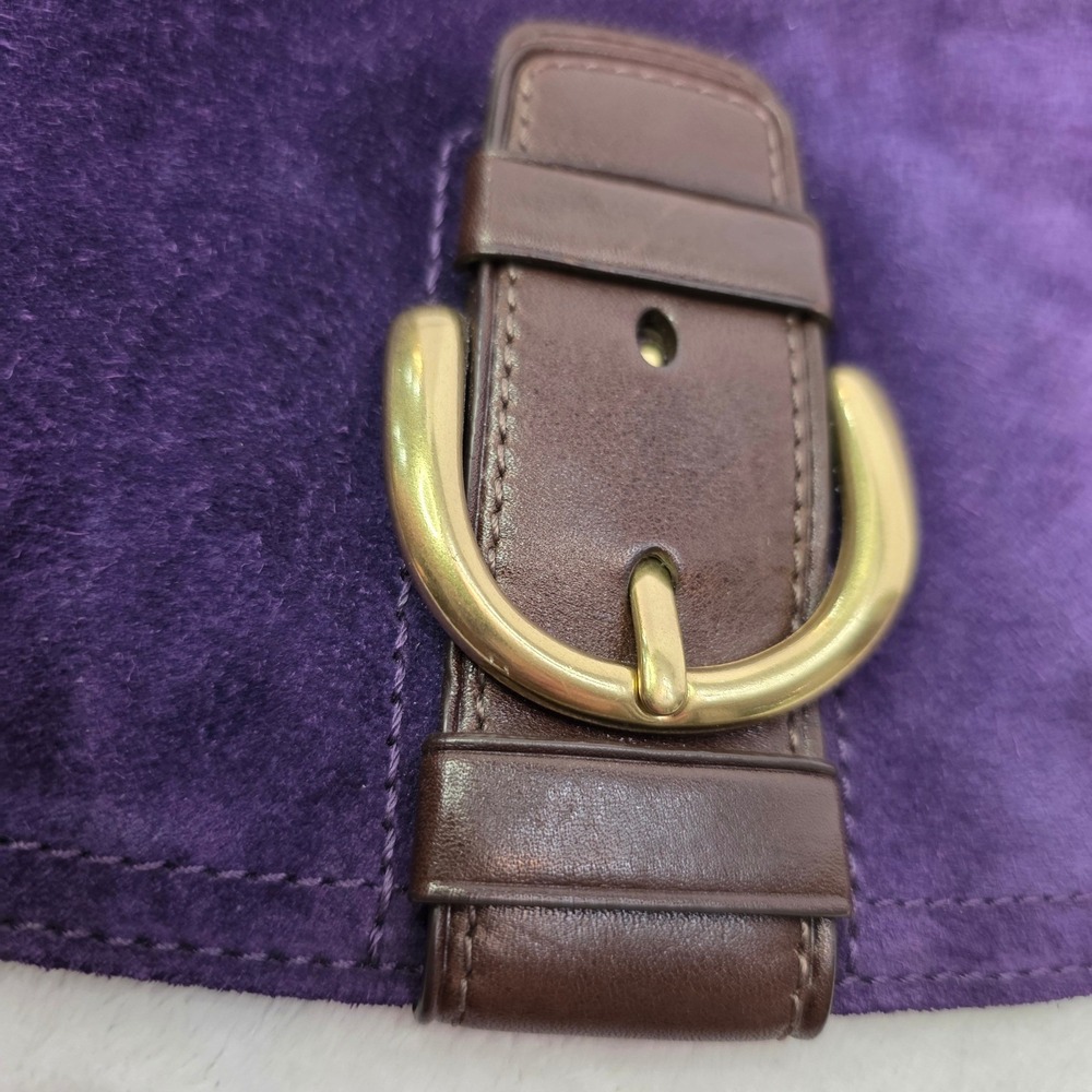 Coach Soho Purple Suede Leather Flap Shoulder Bag Buckle Gold Charm 42054 - Picture 3 of 16
